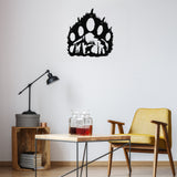 Bear Paw with Bear Scene Metal Decor