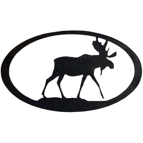 Moose Oval Metal Decor